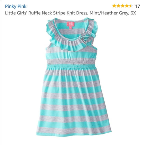 Pinky Other - Girls 6/6x summer tank dress Grey and Teal stripes